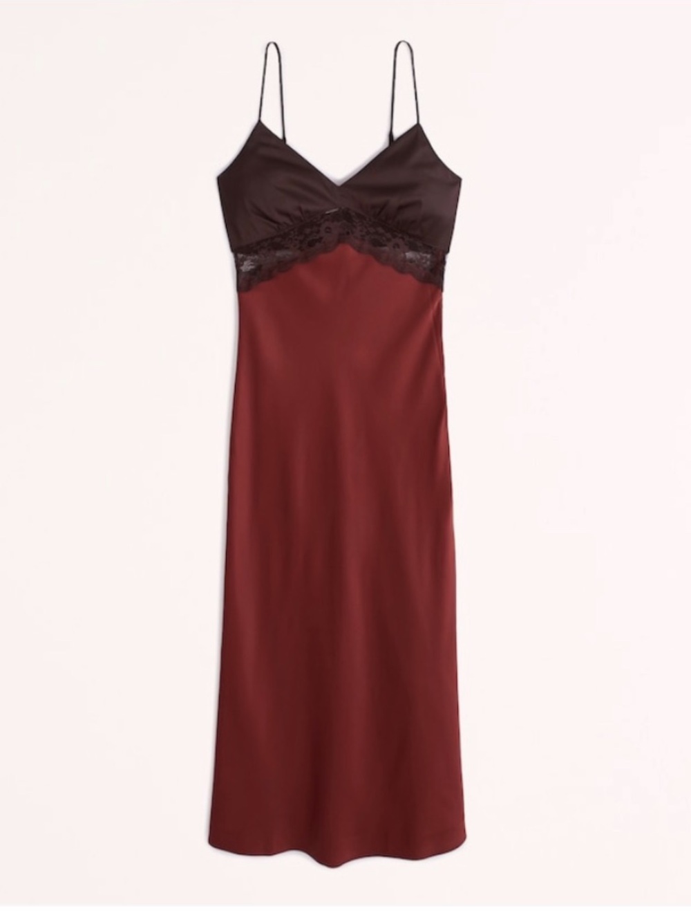 Lace and Satin Slip Midi Dress